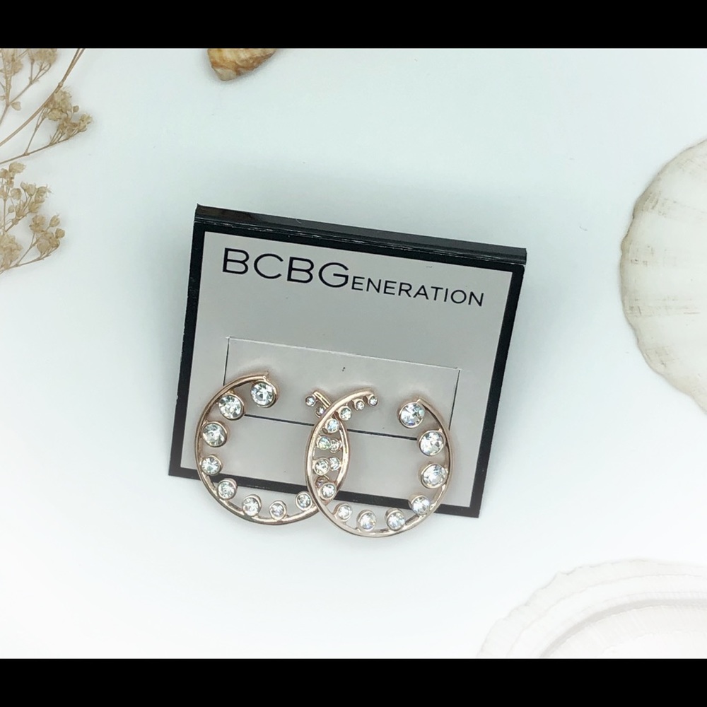 BCBGeneration Crystal Rose Goldtone Hoop Earrings